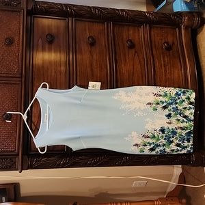 Beautiful Calvin Klein blue/floral dress, zippered, NWT.